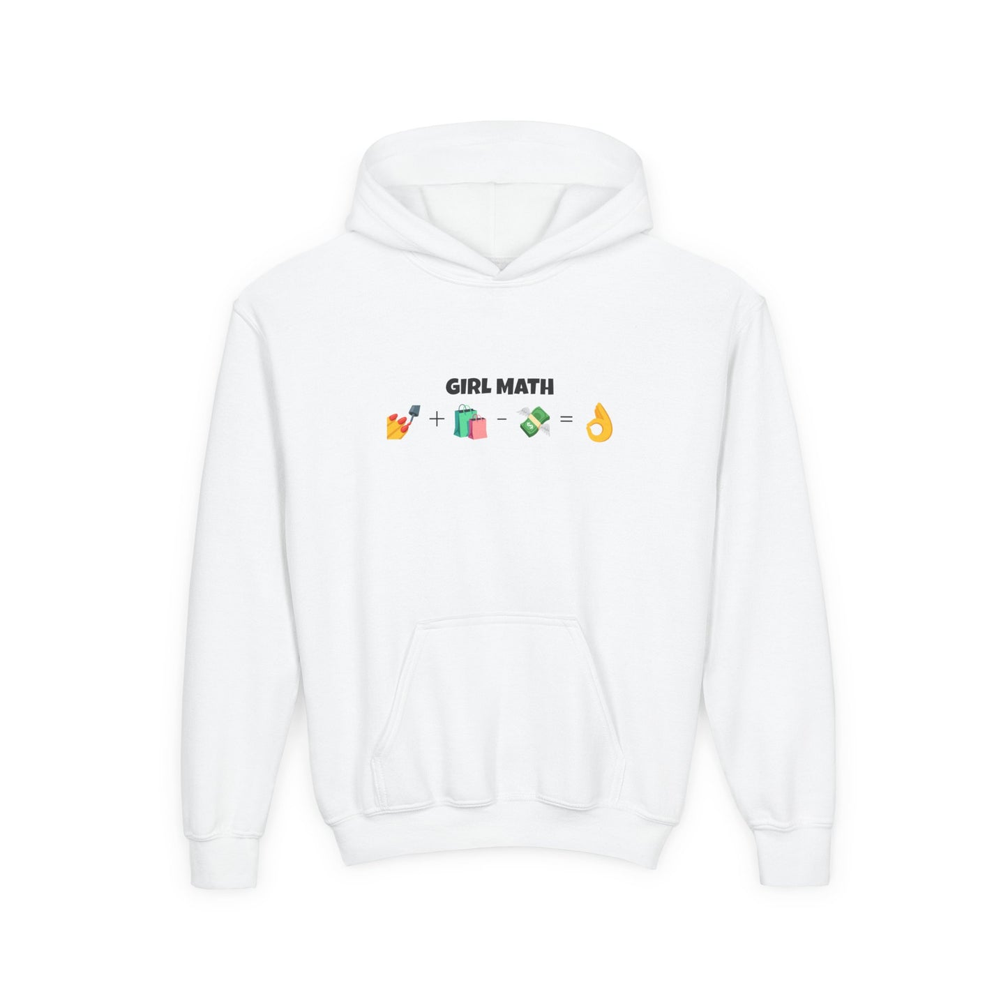 Girl Math Emoji Hoodie — Youth Funny Finance Humor Sweatshirt