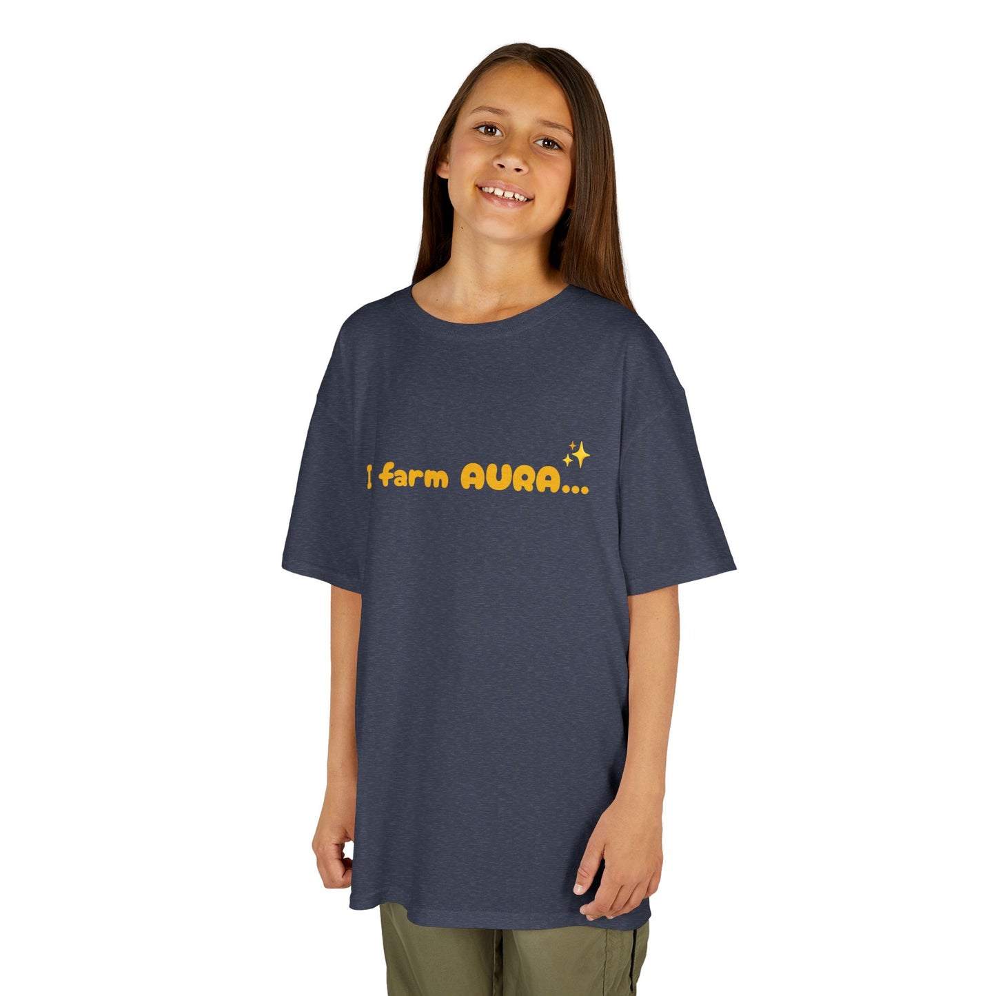Kids Tee — "I farm AURA" Cute Minimalist Graphic Shirt