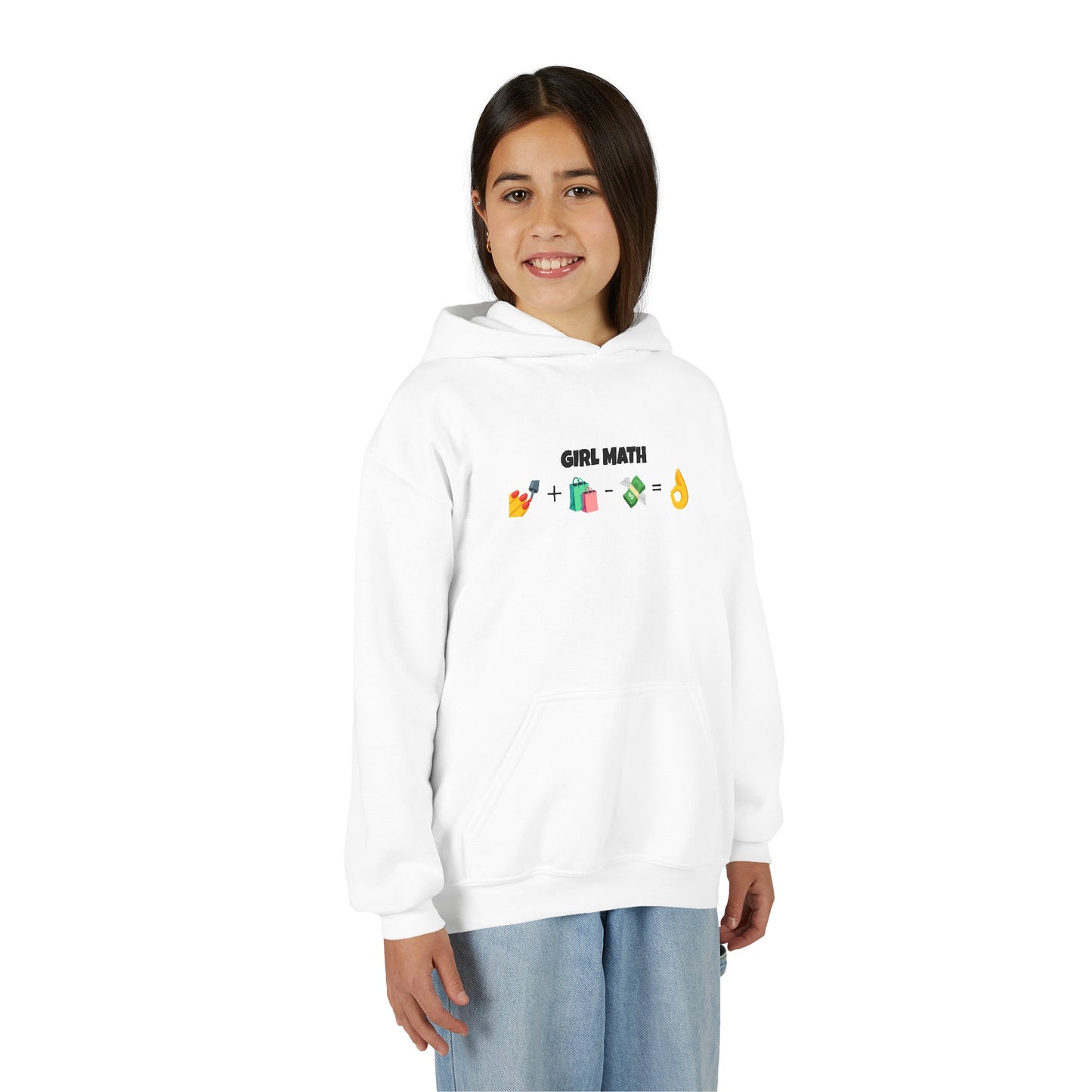 Girl Math Emoji Hoodie — Youth Funny Finance Humor Sweatshirt