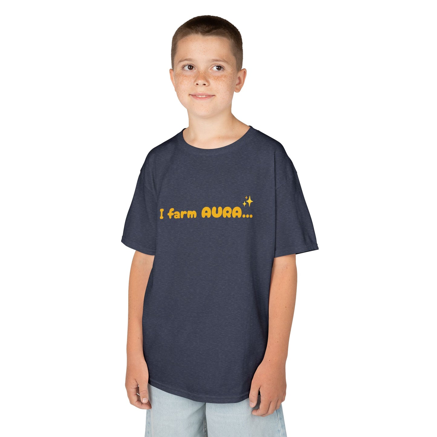 Kids Tee — "I farm AURA" Cute Minimalist Graphic Shirt
