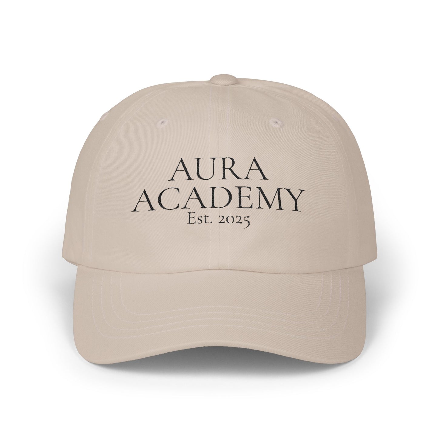 Aura Academy Dad Cap — Classic Embroidered "Aura Academy Est. 2025" Baseball Hat