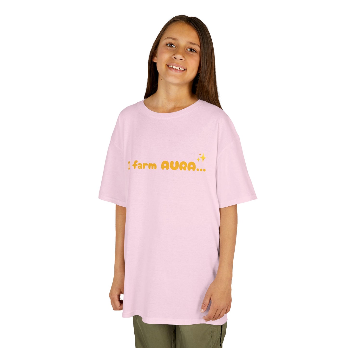 Kids Tee — "I farm AURA" Cute Minimalist Graphic Shirt