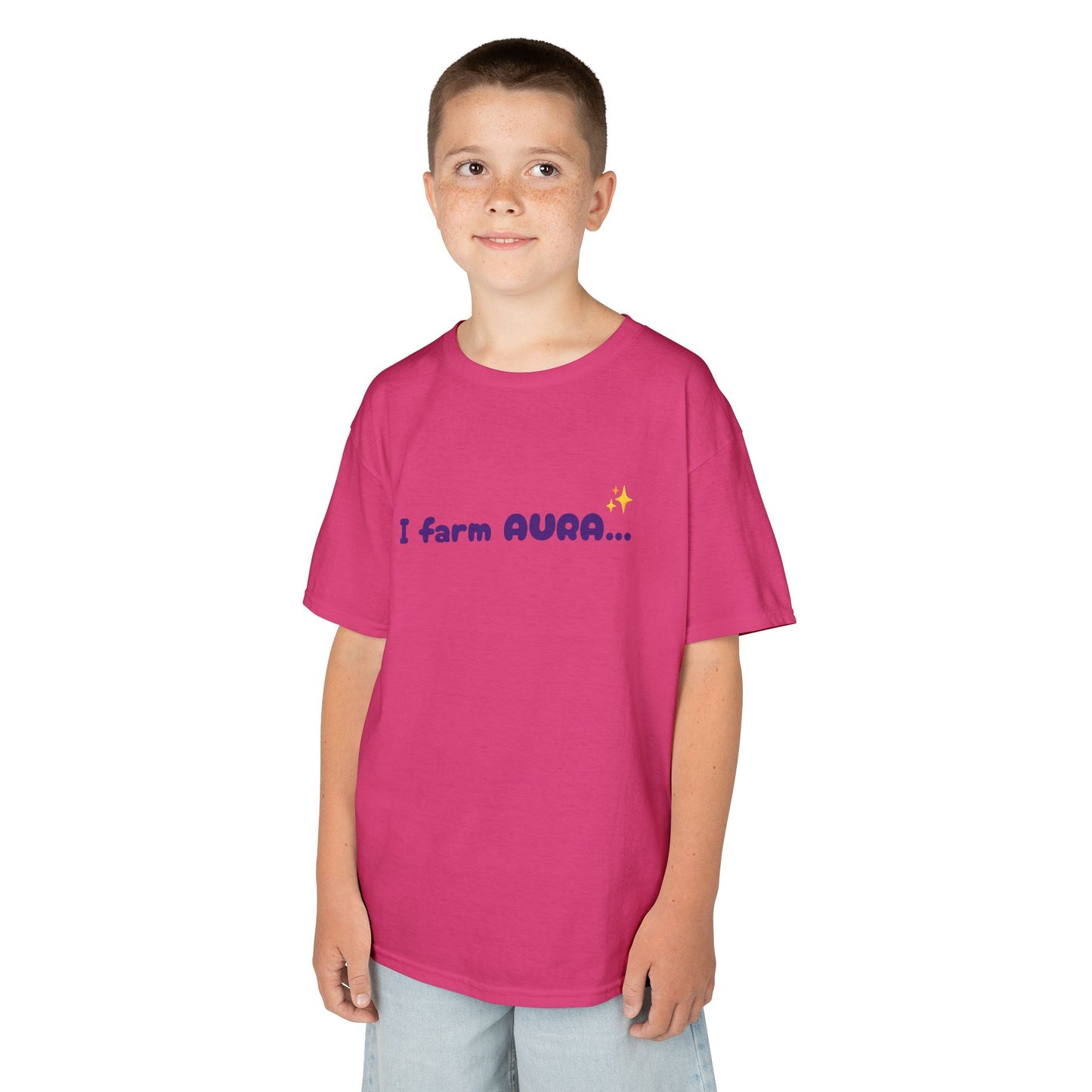 Kids Tee — "I farm AURA" Cute Minimalist Graphic Shirt