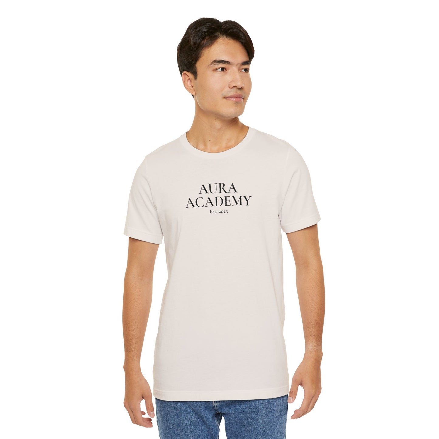 Aura Academy Tee — Minimalist Logo White T-Shirt